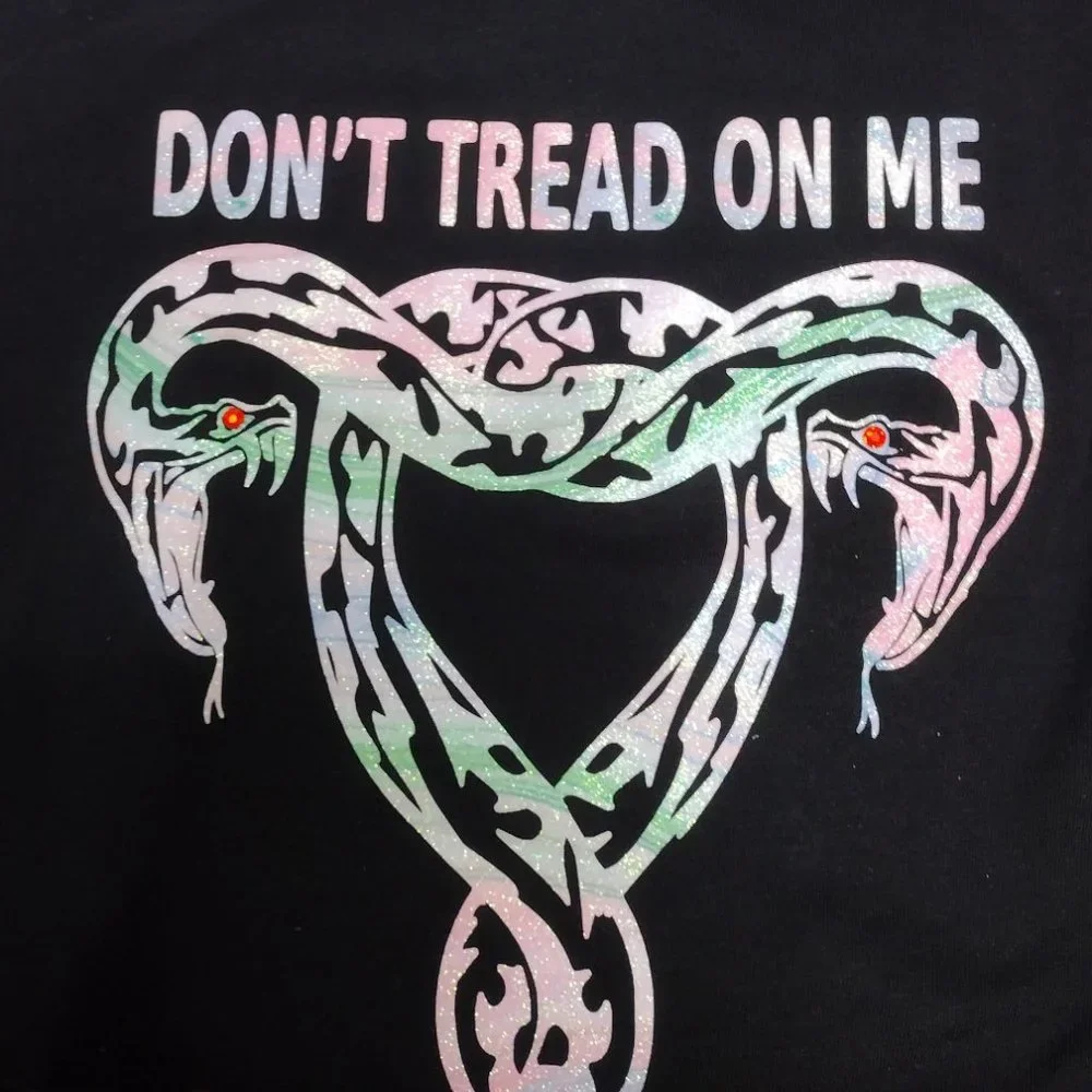 Pink Swirl Glitter on Black Dont Tread on Me Tshirt XXL - Picture 2 of 2